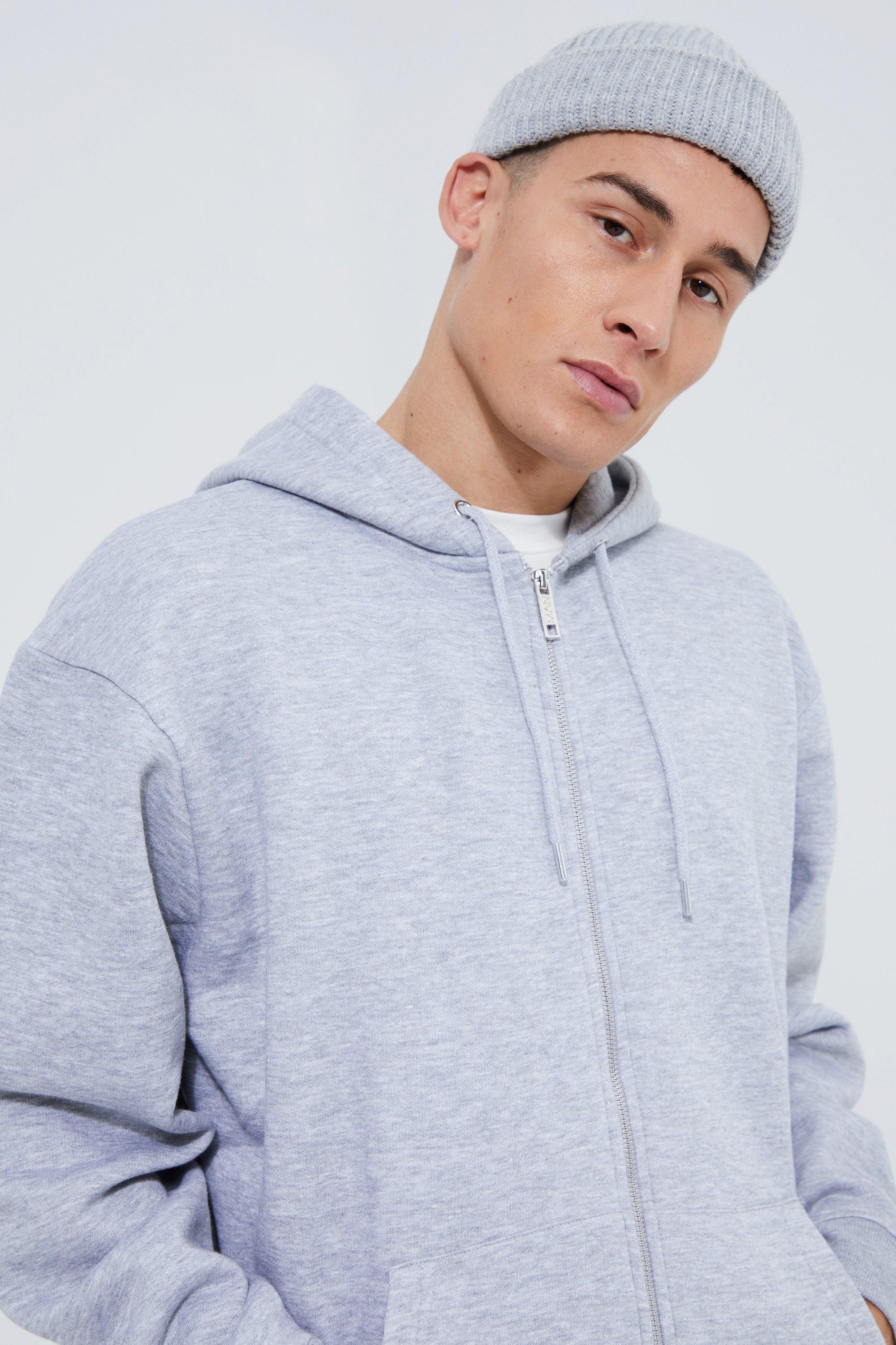 Basic oversized zip through hoodie hotsell